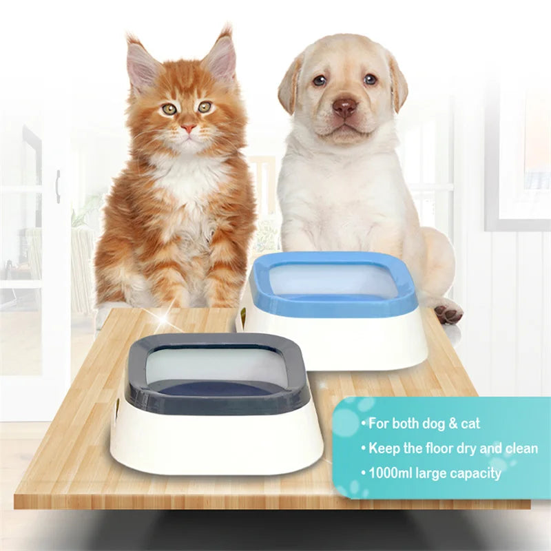 Anti-Splash Dog Water Bowl - 1L Spill-Proof Drinking Bowl for Puppies & Cats