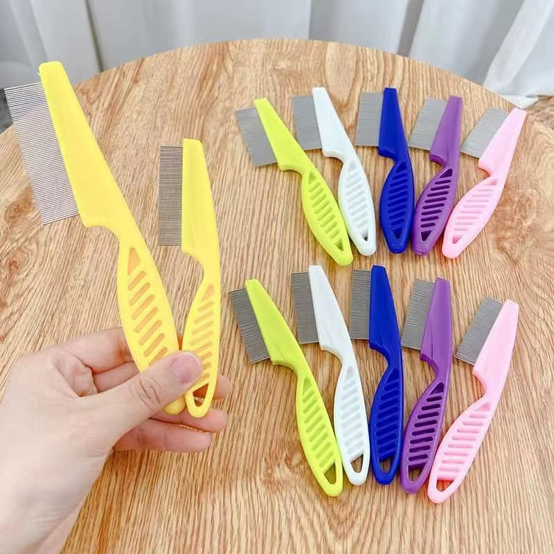 Stainless Steel Flea Comb Set for Cats & Dogs - Fine-Tooth Shedding & Grooming Comb