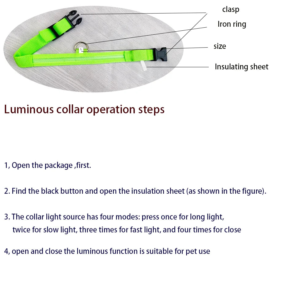 Glow-in-the-Dark LED Dog Leash - Nylon Night Safety Leash with Flashing Light