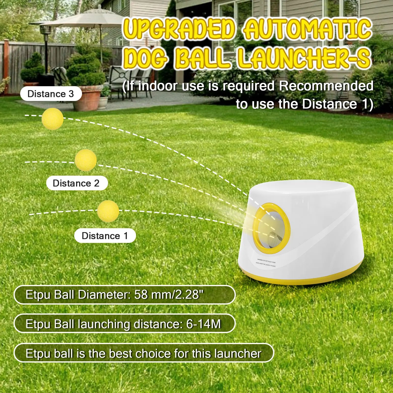 Automatic Dog Ball Launcher - Interactive Tennis Ball Thrower with 5 Non-Toxic ETPU Balls for Endless Fun!