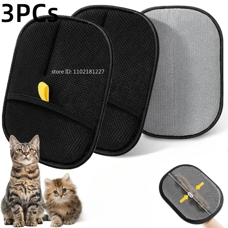 Double-Sided Pet Grooming Gloves - Reusable Dog & Cat Hair Remover for Fur, Carpets & Sofas