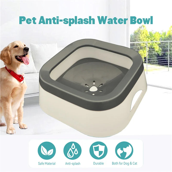 Anti-Splash Dog Water Bowl - 1L Spill-Proof Drinking Bowl for Puppies & Cats