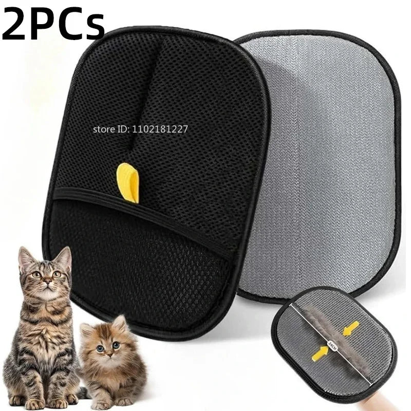 Double-Sided Pet Grooming Gloves - Reusable Dog & Cat Hair Remover for Fur, Carpets & Sofas