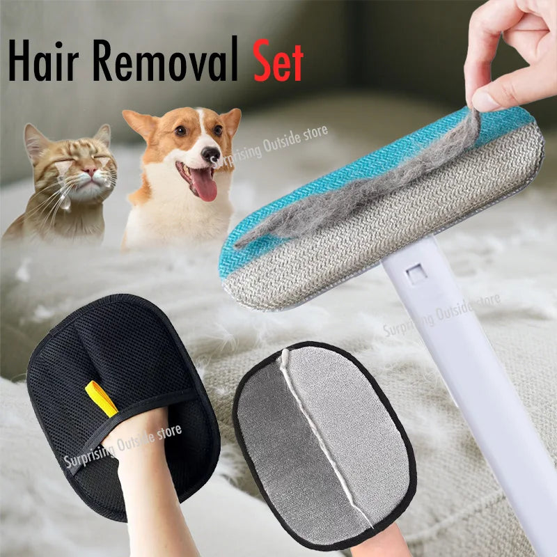 Double-Sided Pet Grooming Gloves - Reusable Dog & Cat Hair Remover for Fur, Carpets & Sofas
